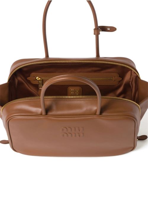 Borsa bauletto color cammello Miu Miu | 5BB117V-MON2CRWF0046